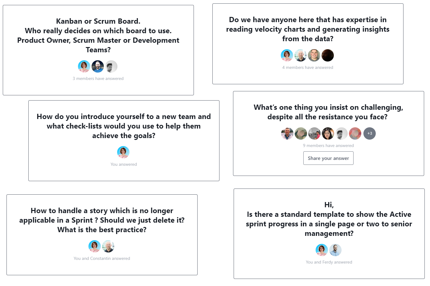Answers to Scrum questions